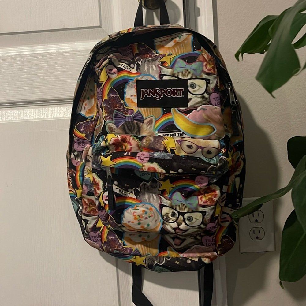 Silly cat Jansport backpack